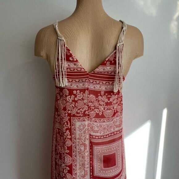 Zara Boho Flowy Coastal Macramé Tassels Maxi Beach Resort Vacation Dress XS / S - Picture 7 of 15